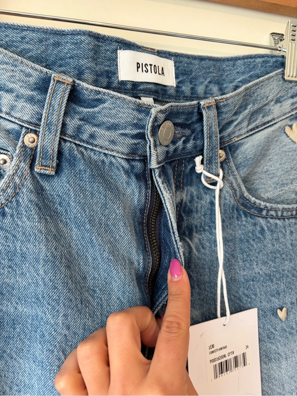 PISTOLA LEXI MID RISE BOWED STRAIGHT JEAN - CONFETTI VINTAGE - Picture 13 of 15